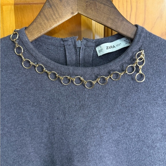 Zara Charcoal Top with Chain Accent - Picture 4 of 9